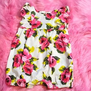 Children's Place, baby, flower rompers, 0-3 months, short sleeve, pink, floral